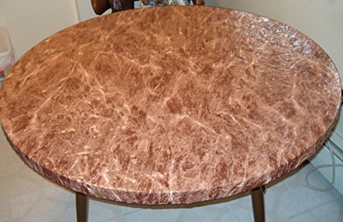 Brown Marble Elastic Fitted Vinyl Indoor Outdoor 48 Round Patio