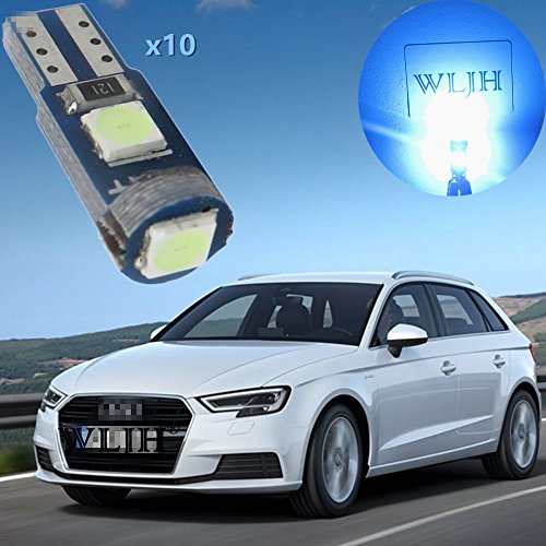 WLJH 10 Pack Ice Blue T5 LED Wedge Bulb 17 57 37 73 74 Canbus No Error Led Bulbs for Instrument Dashboard Gauge Light Speedometer Odometer Tachometer for Buick Cadillac