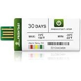 Freshliance 1pack Temperature Data Logger USB Disposable Temperature Recorder with 30000 Points, Auto PDF CSV Reports High Accuracy 30days Single Use for Frozen Transportation Cold Chain Fresh Tag 1