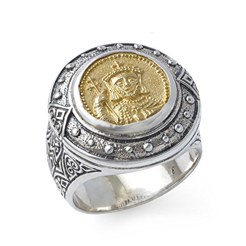 KonstantinoMen's Silver and Bronze Constantine XI Round Ring