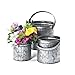 Skalny 82810 Round Silver Galvanized Tin Pot Planters 3pc Set, 6.25
