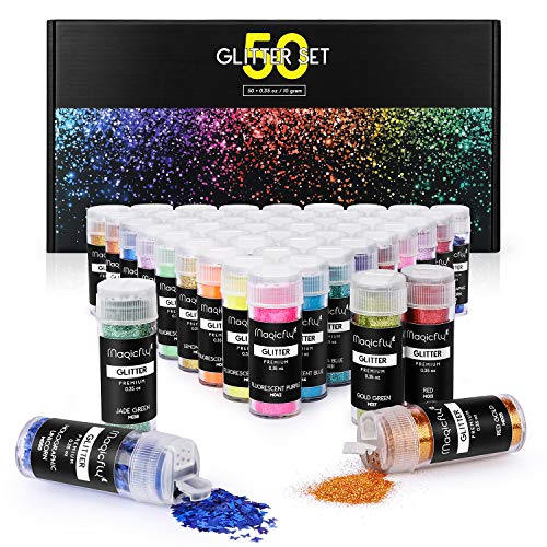 Magicfly 50 Colors Fine Glitters ,Set of 40 Fine Glitters, 4