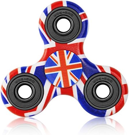 HinFoo Plastic British Flag Fidget Spinner Prime with Mute SS Ball Bearings Hand Spinner Toy Stress Reducer for ADHD, Anti Anxiety