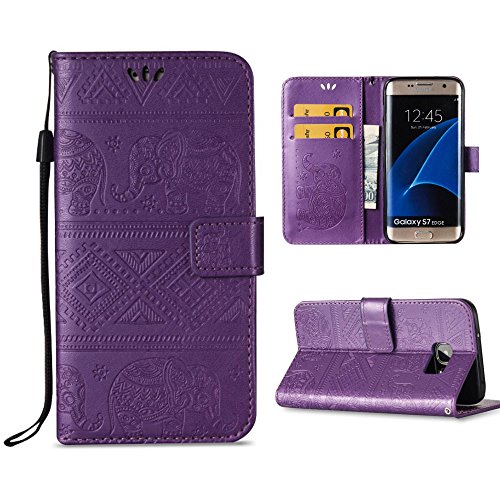 Galaxy S7 Edge Case, Galaxy S7 Edge Case Wallet, Carryberry Leather Wallet Case with Card Slots Money Pouch Protective Case Kickstand Feature for Samsung Galaxy S7 Edge