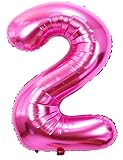 Langxun 40inch Pink Number 2 Foil Number Balloons for 2nd Birthday Party Supplies and Birthday Decorations and Birthday Photo Booth Props