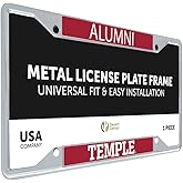Desert Cactus Temple University Owls TU Car Accessories Metal License Plate Frame and Tag Holder for Front or Rear of Car (Alumni)