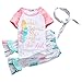 Little Girls Letters Print Feather T-shirt and Ruffle Cropped Pants Outfit with Headband (80(1-2Y), Pink)