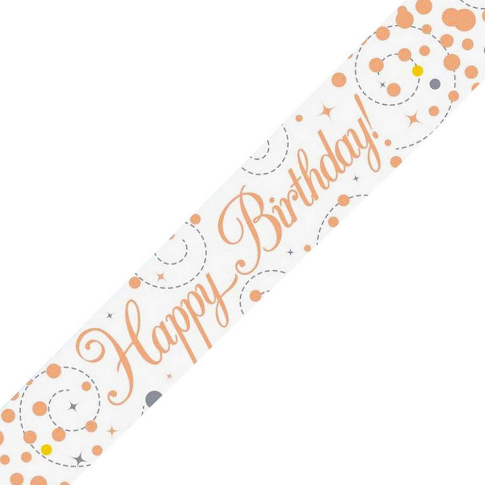 9ft Banner Sparkling Fizz Birthday White & Rose Gold Holographic