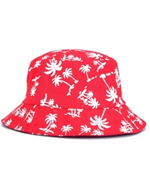 Unisex Packable Reversible Coconut Tree Printed Fisherman Cap