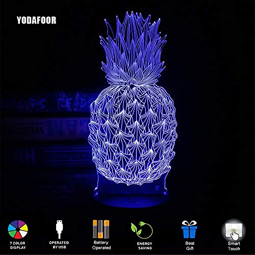image for YODAFOOR Night Lights for Kids Pineapple 3D Night Light Gifts Bedside 