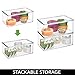 mDesign Stackable Plastic Bathroom Storage Box, Hinge Lid, Container for Organizing Soap, Body Wash, Shampoo, Conditioner, Hand Towels, Hair Accessories, Lumiere Collection, 2 Pack, Clear