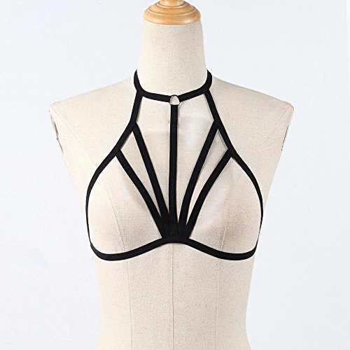 image for Maonet Women Sexy Body Chain Harness Strappy Lace Crop Top Lingerie Un