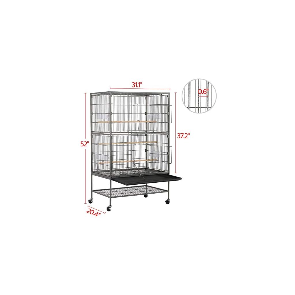 Yaheetech 52inch Wrought Iron Standing Large Flight King Bird Cage for