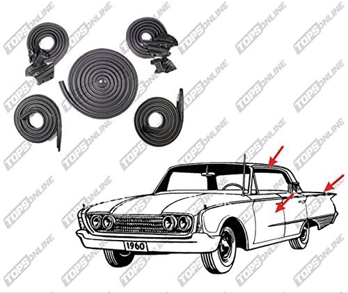 TopsOnline 5 Piece Weather Seals Kit for 2-Door Hardtop Model, Fits 1968 Pontiac GTO, Lemans & Tempest