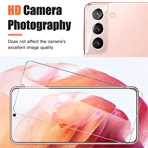 GEEMAI Verre Trempé Compatible avec Samsung Galaxy S21, 3 Pièces Verre Trempé et 2 Pièces Caméra Arrière Protecteur,Haute Transparence sans Bulles Film Protection Écran.