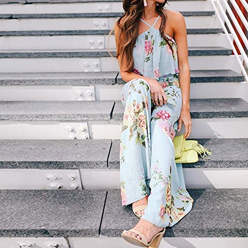 TOTOD Camisole Jumpsuit for Women Summer Sleeveless Strap Backless Loose Long Playsuits Elegant Rompers