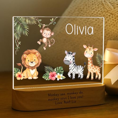 Craft & Clan Safari Night Light for Kids | Personalized Baby Night