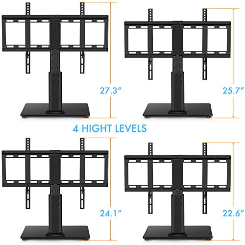 Universal-Table-Top-TV-Stand-for-32-to-60-inch-TVs-with-40-Degree-Swivel-Height-Adjustable-Stands-with-47-inch-AdjustmentTempered-Glass-BaseHold-up-to-60lbs-TVs-by-HUANUO