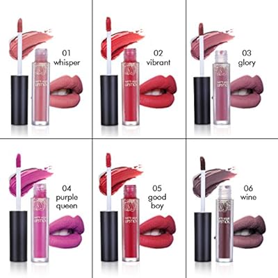 Download Matte Lip Gloss Set Luckyfine Matte Lipstick Set 6 Colors Waterproof Long Lasting Non Stick Cup Liquid Lipstick Set Gift For Christmas For Girls Vegetarian Amazon Co Uk Beauty PSD Mockup Templates