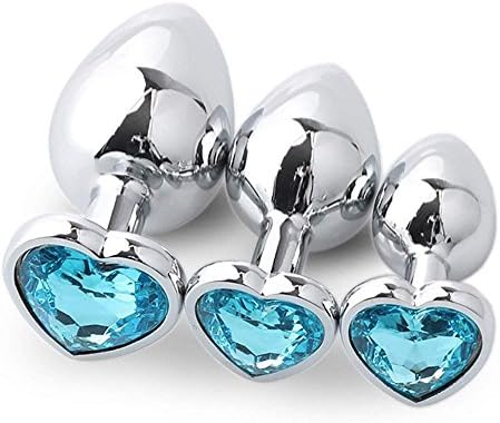 3 Pcs 3 Size Heart Shaped A-n-A l P l u-G s Stainless Steel Metal Waterproof Massager Butt Trainer Toys