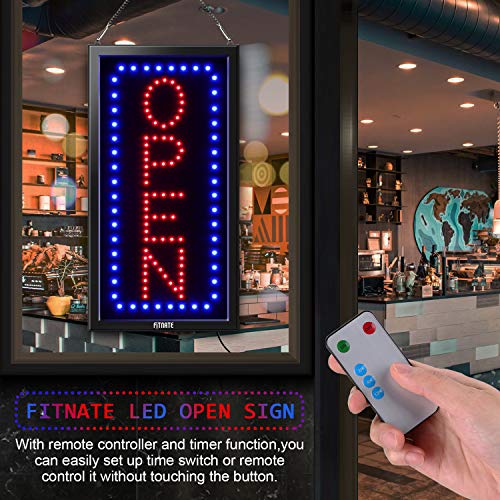 19x10inches LED Open Sign, Remote Control&Timing Function, Business Open Sign Advertisement Board Electric Display Sign, 2 Lighting Modes Flashing & Steady, for Walls, Window, Shop, Bar, Hotel - Thumbnail 5