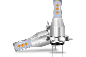 BRISHINE H7 LED Fog Light Bulbs Amber Yellow, Extremely Bright 2525 Chips 64210 LED Bulbs for Fog Lights, Daytime Running Lights DRL (Pack of 2)