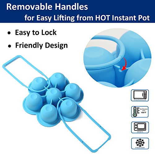 Upgraded Egg Bites Molds for Instant Pot Accessories by ULEE - Fits Instant Pot 5/6/8 qt Pressure Cooker, Two Removable Silicone Handles for Easily Taking the Hot Mold Out