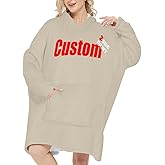 Custom Hoodie Blanket Personalized hooded pajamas customized wearable sleeping blanket with added image extlogo
