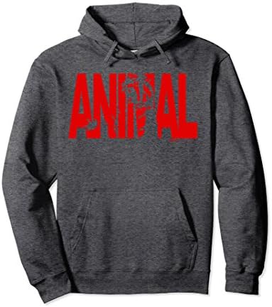 Unisex Animal Work Out Weight Lifting Gym Pullover Hoodie XL: Dark Heather