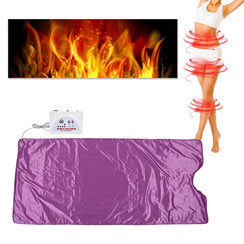 Heat Sauna Blanket, Electric Far-Infrared Sauna Sliming Blanket Khan Steam Foldable Steam Pot Machine and Weight Loss Sauna Detox Therapy Machine for Body Shaper Slimming Fitness Sweat(US)