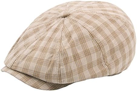 doublebulls hats Black Plaid Newsboy Cap Flat IVY Gatsby Cap Mens Boys Duckbill Hat Drivers Caps