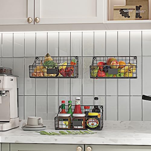 Xcosrack Wall Basket Hanging Basket Storage with 5 S Hooks 3 Label