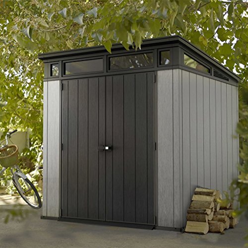 KETER Artisan Chalet et Jardin Abri Résine Brossium Mono Pente 77, Anthracite, 218 x 218 x 226 cm