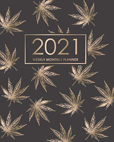 2021 Weekly Monthly Planner: Desk Diary 2021 - Appointment Diary 2021 - Daily Organiser Planner 2021 - Nature Cover Golden Leaves