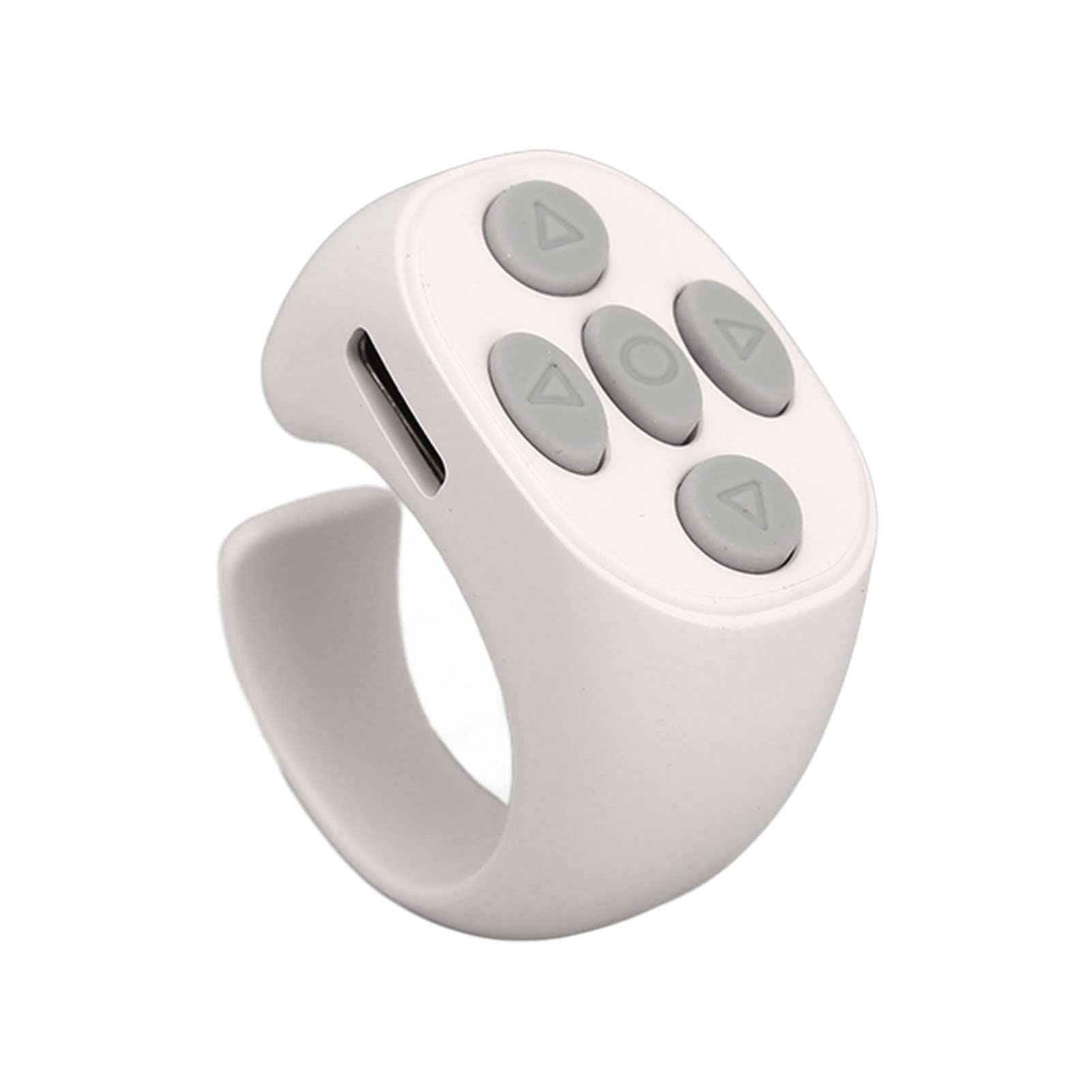 Vikye TIK Tok Bluetooth Remote Control Page Turner, Tiktok Wireless Scroll Remote, Rechargeable, Ring Design Tiktok Bluetooth Remote Control Remote Photograph Page Turner(White)
