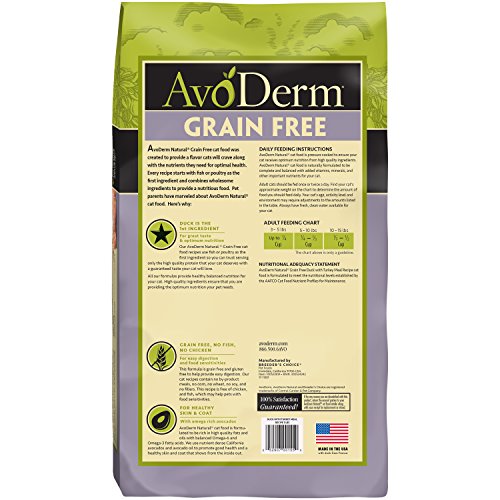 Avoderm Natural Grain-Free Dry Cat Food, All Life Stages Duck Recipe, 5 Lb Bag - //medicalbooks.filipinodoctors.org
