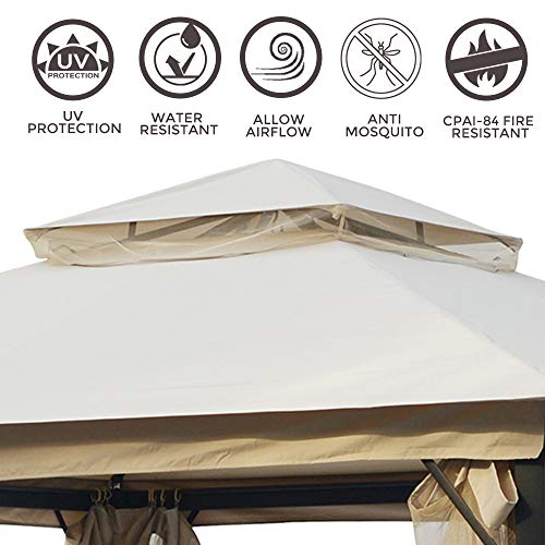 LCC 10x10 Patio Gazebo with Mosquito Netting, Double Vented Soft Top