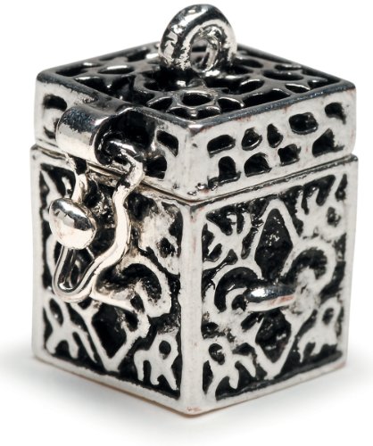Darice BG2029 Fleur De Lis Shaped Prayer Box Charm, Antique Silver