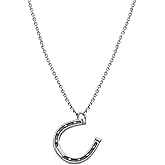 Jojomina Horseshoe Necklace Silver Western Horse Shoe Pendant Cowgirl Cowboy Concert Outfit Accessories for Women Horse Bit Necklaces
