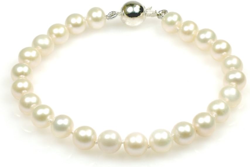 Angelina - Round AAA cultured freshwater pearl bracelet - classic single strand