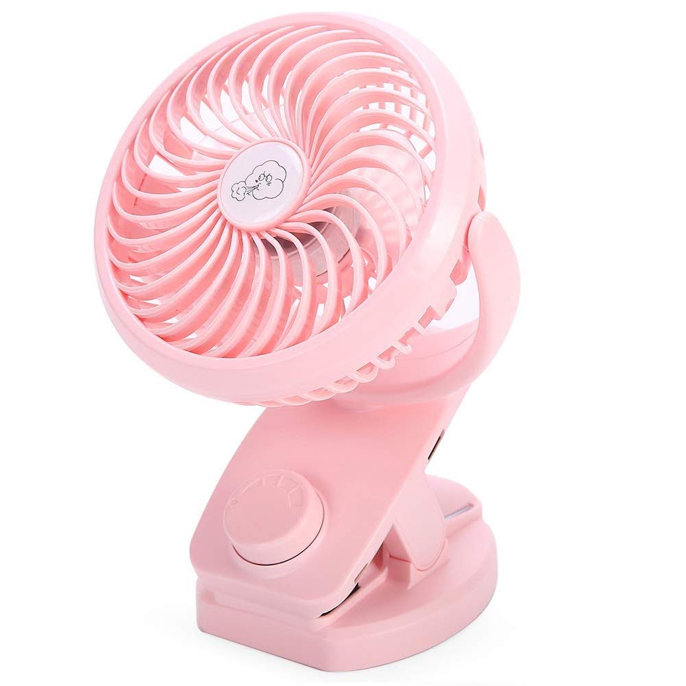 AUSEIN Ventilateur à Pince,Mini Ventilateur de Bureau avec Batterie Rechargeable, Ventilateur USB Silencieux à Rotation sur 360 ° pour la Maison, Les Voyages et Le Bureau (Rose)