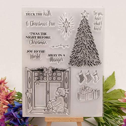Shaoge Christmas Tree Clear Stamp Cling Seal DIY Xmas Card Making Kit