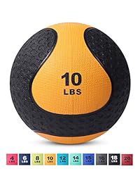 Medicine Exercise Ball with Dual Texture for Superior Grip by Day 1 Fitness - 10 Sizes Available, 4-20 Pounds - Fitness Balls for Plyometrics, Workouts - Improves Balance, Flexibility, Coordination