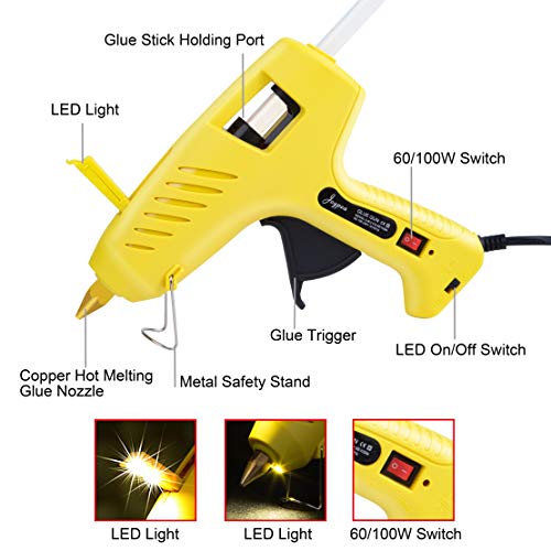 Joypea Hot Glue Gun with LED Light,60/100W Full Size Dual Power High Temp Heavy Duty Melt Glue Gun Kit,Including 10pcs Glue Sticks for DIY, Decoration, Crafts, Household - Thumbnail 2