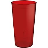 G.E.T. Unbreakable Stackable Restaurant Plastic Tumbler/Cup (Set of 12) 16 Ounce Red | For Restaurants and Home, Dishwasher Safe, BPA Free