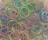 GREEN FABWOOD Generic Refill Bands Pack of 1200 Glitter Style 1 Rubber Bands with 50 S-Clips