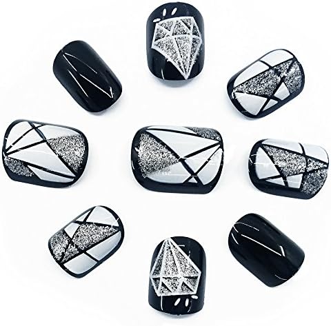 O2 Salon 5618 Full Cover Graphic Design Acrylic Fake False Nails Art Tips for Nail salon, Girls, Women, Bridal Wedding Dating Party (24 pcs/ 1 set)