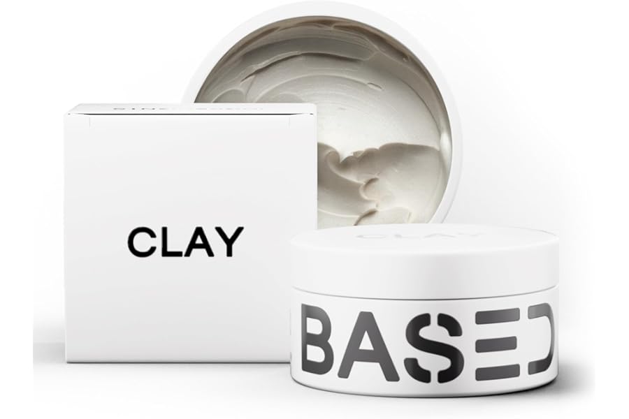 BASED Hair Clay for Men, Premium Hair Clay with Strong Hold, Texturizing Finish, & Low Shine, Hair Styling for Medium, Thick, Straight, or Wavy Hair, Santal Sandalwood Fragrance (3oz Pack of 1)