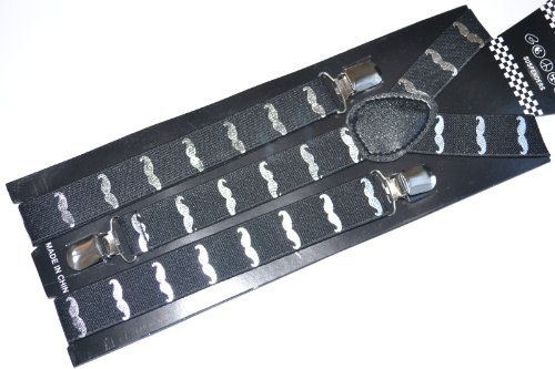 Outer Rebel Silver Mustache Suspenders