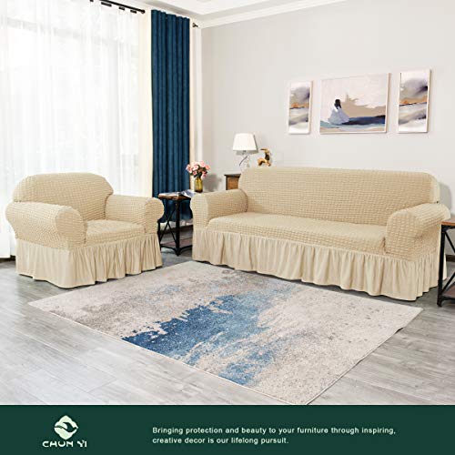 CHUN YI Universal Sofa Slipcover with Skirt 1Piece Fitted Couch Cover